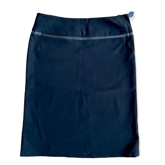 Max Studio Black Faux Leather Trim Professional Skirt 4 - Picture 1 of 8